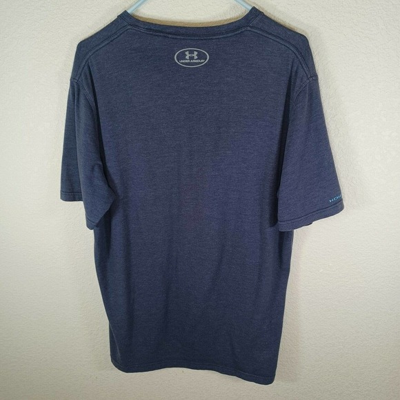 UNDER ARMOUR Men's Medium Dark Blue Heatgear T-Shirt 100% Polyester - Picture 3 of 8